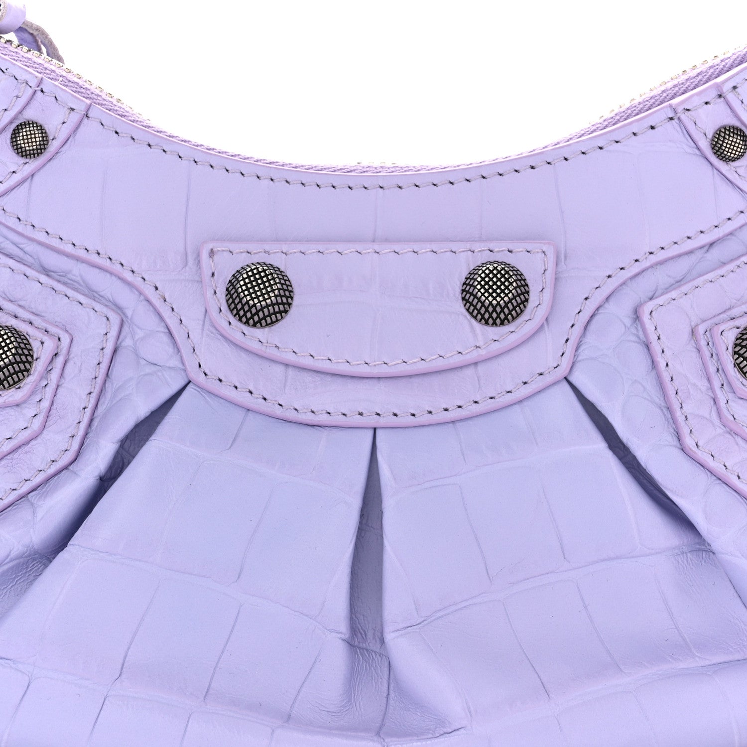 Balenciaga Extra Supple Calfskin Crocodile Embossed Le Cagole Shoulder Bag XS Lilac 9 of 11