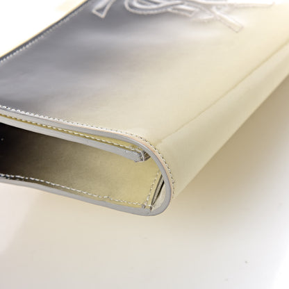 Saint Laurent Patent Calfskin Ombre Monogram Large Belle De Jour Clutch Ivory Black 10 of 12