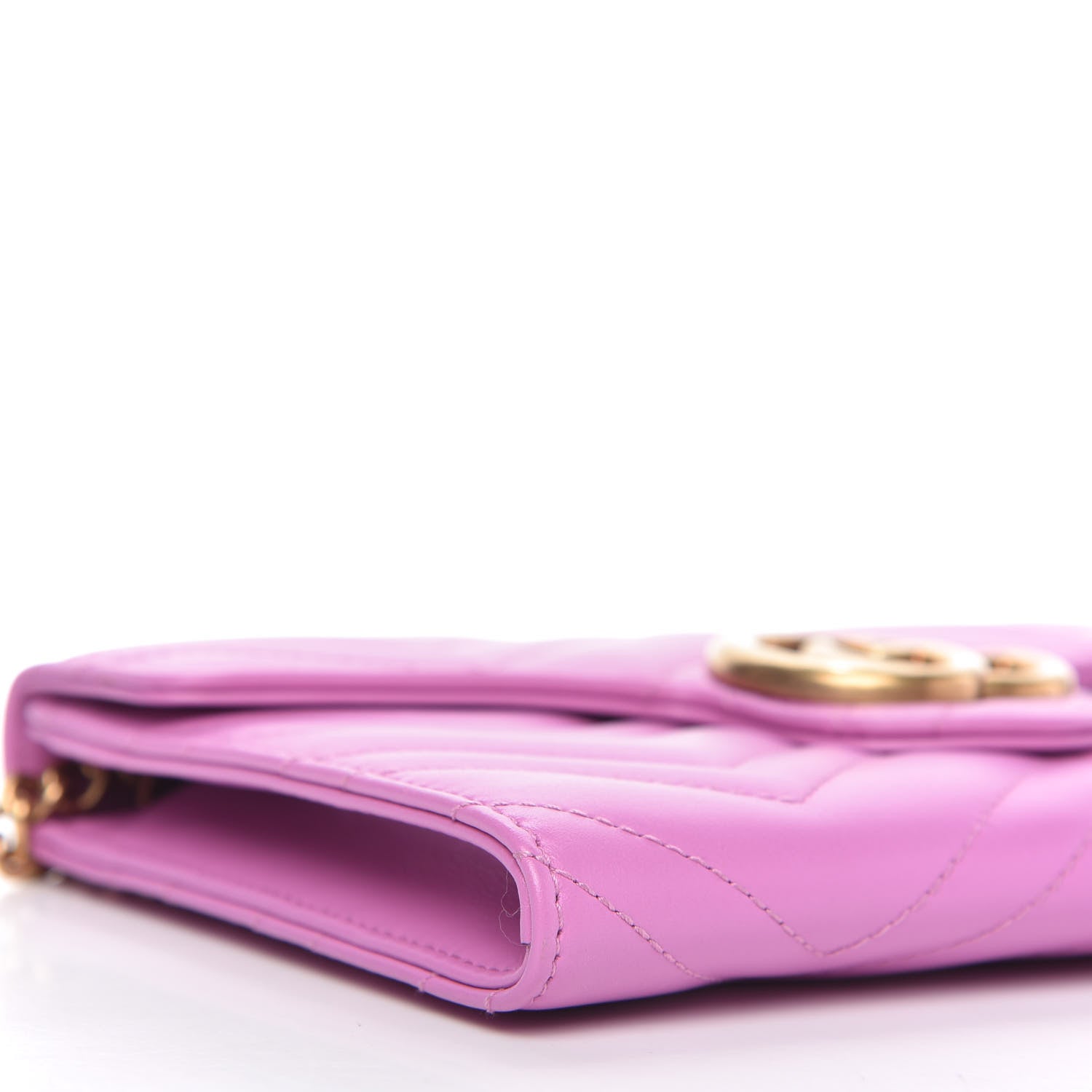 Gucci Calfskin Matelasse Mini GG Marmont Chain Wallet Candy Mousse 6 of 9