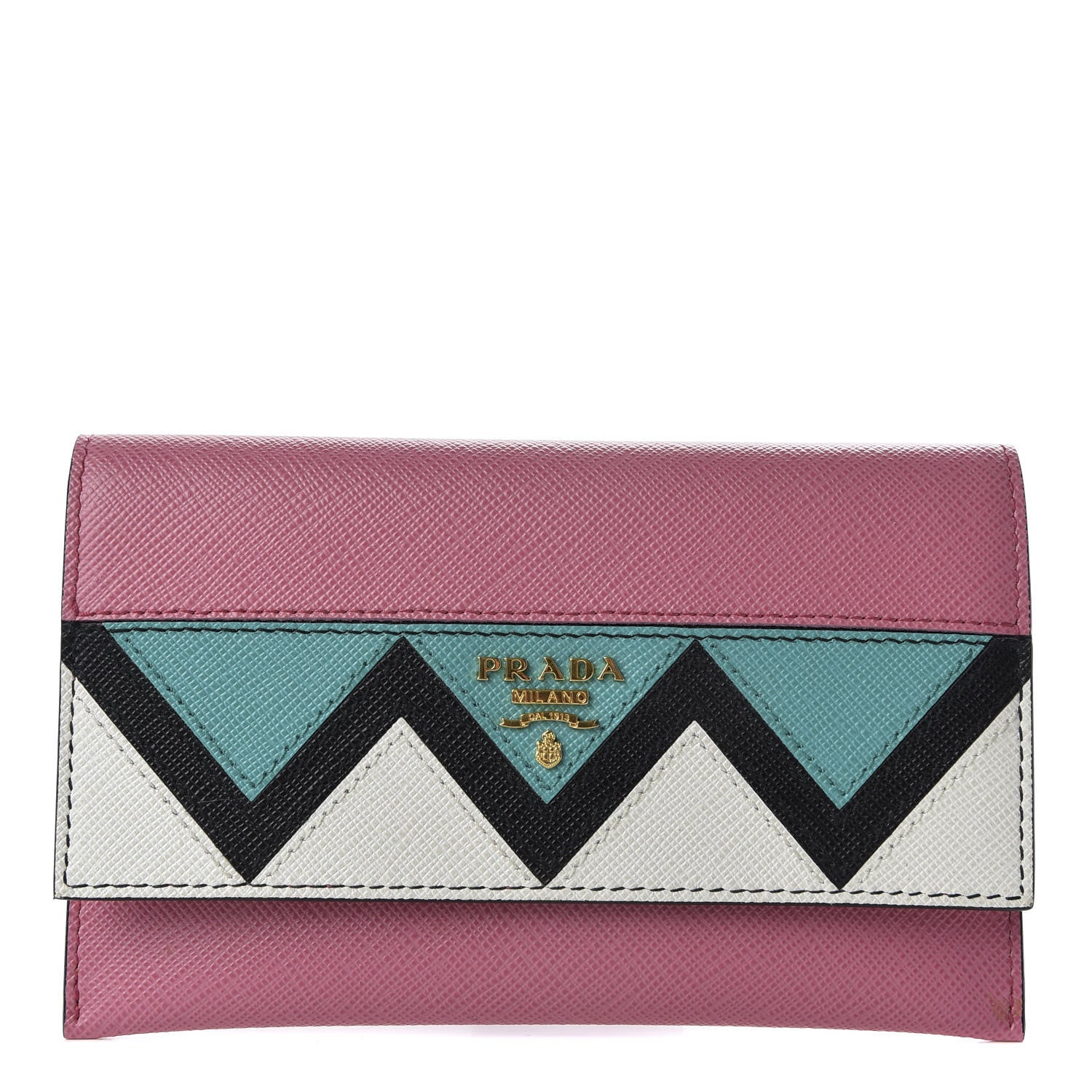 Prada Saffiano Greche Card Holder Peonia Turchese White 1 of 9