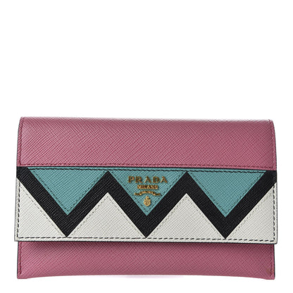 Prada Saffiano Greche Card Holder Peonia Turchese White 1 of 9