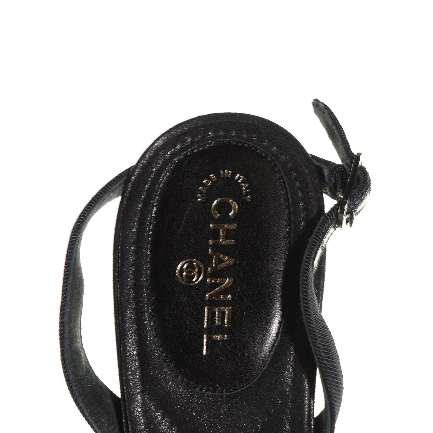 Chanel Satin Chiffon Camellia Slingback Sandals 38 Black 7 of 7