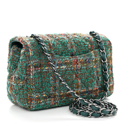 Chanel Tweed Quilted Mini Rectangular Flap Green 3 of 10