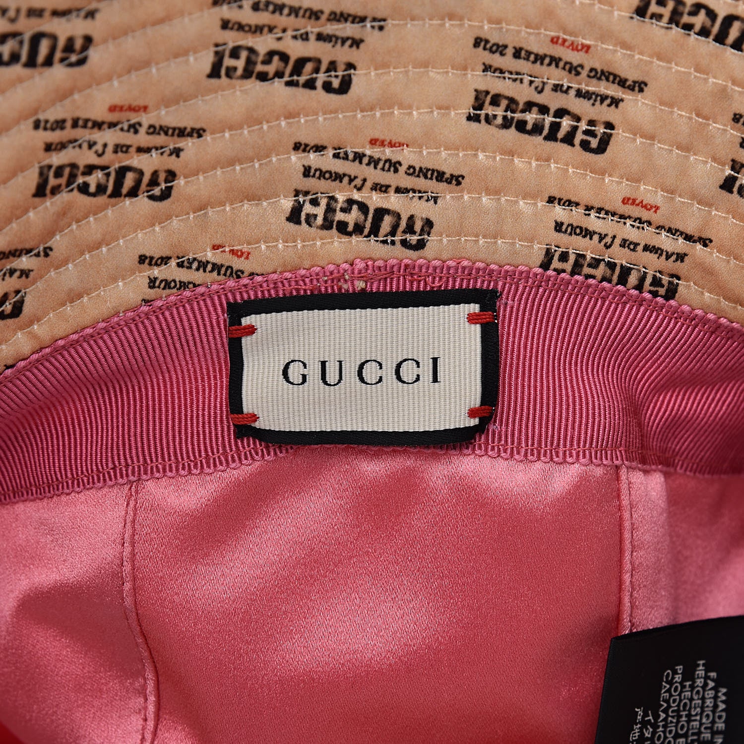 Gucci Silk Satin Stamp Print Hat S 6 of 10