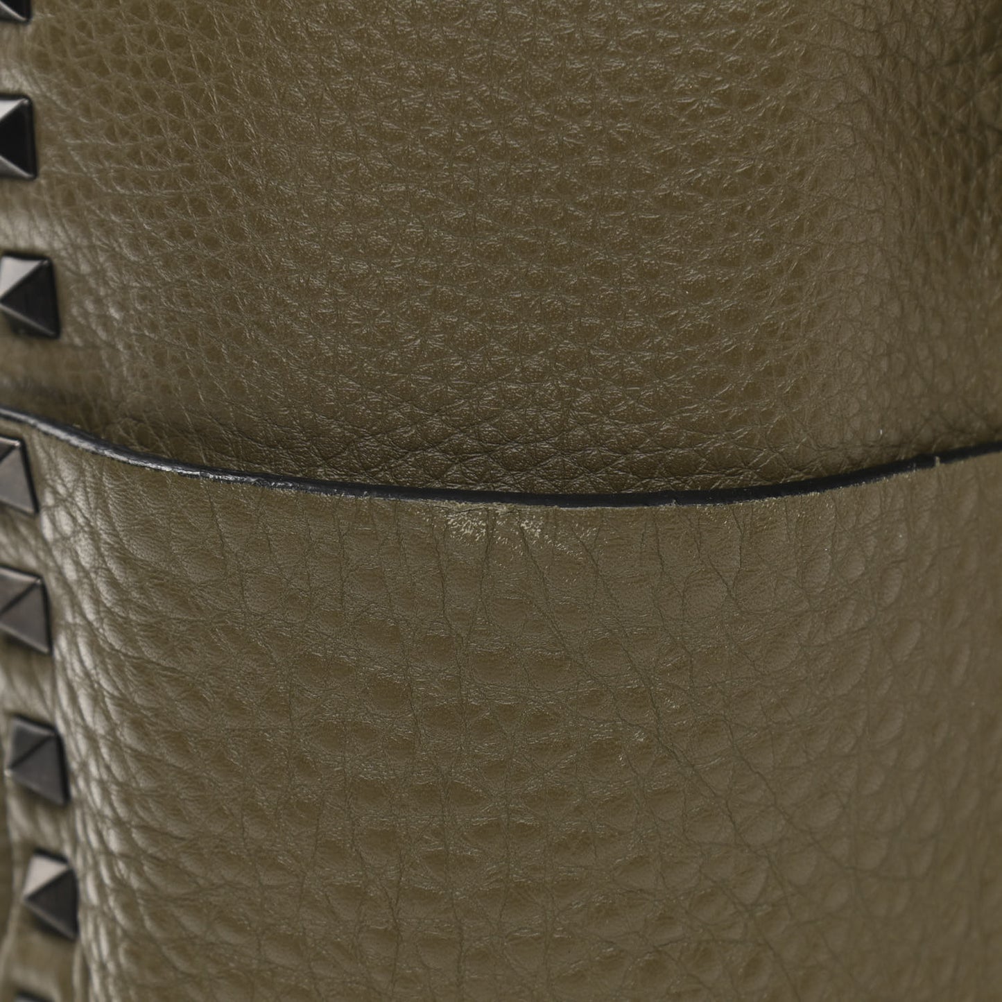 Grained Calfskin Medium Rockstud Backpack Army Green
