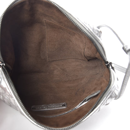 Bottega Veneta Metallic Grosgrain Intrecciato Nodini Crossbody Messenger Silver 5 of 15