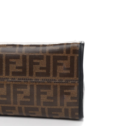 Fendi Glazed Fabric Vitello Century FF 1974 Stamp Patch Medium Peekaboo Defender Cover Mogano Panna Black 9 of 9