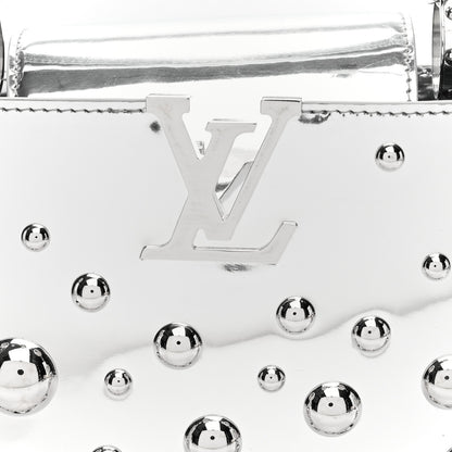 Louis Vuitton LV X YK Metallic Taurillon Brass Metal Dots Capucines BB Silver 7 of 9
