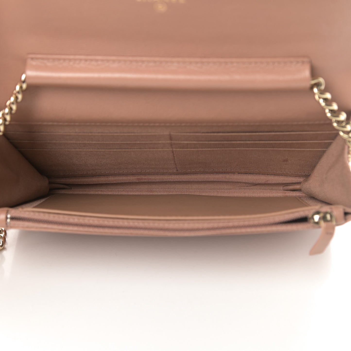 Grained Calfskin Quilted Label Click Flap Wallet On Chain WOC Pink