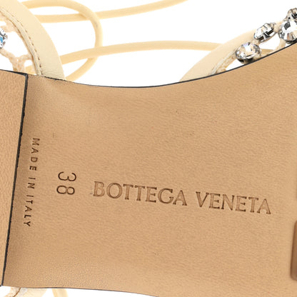 Bottega Veneta Mesh Nappa Crystal Embellished Sparkle Stretch Ankle Tie Flats 38 Black 7 of 9