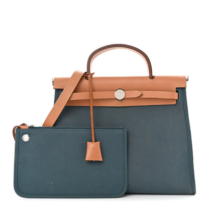 Hermes Vache Hunter Toile Herbag Zip 31 PM Azur Natural 1 of 16