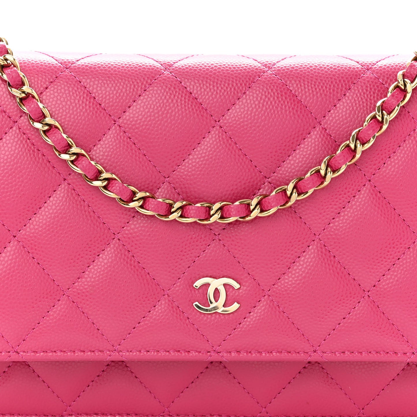 Caviar Quilted Wallet On Chain WOC Fuchsia