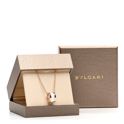 Bulgari 18K Rose Gold White Ceramic B.Zero1 Pendant Necklace 5 of 5