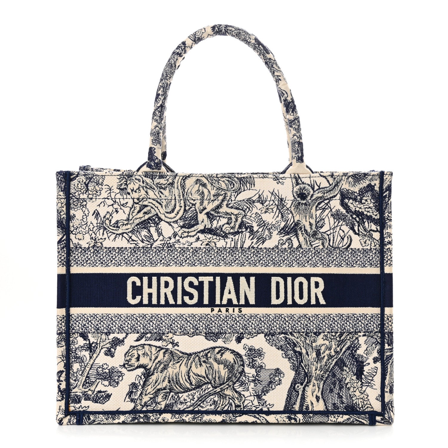 Christian Dior Canvas Embroidered Medium Dioriviera Toile De Jouy Book Tote Blue 1 of 13