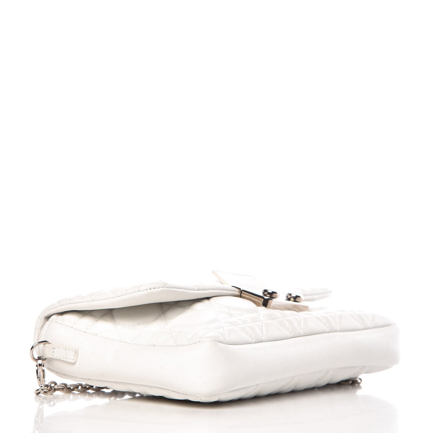 Lambskin Cannage New Lock Pouch White