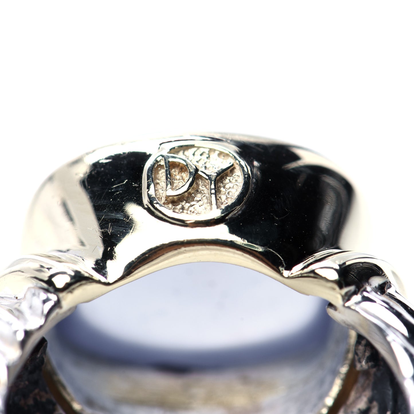 Sterling Silver 14K Yellow Gold Chalcedony 14mm Noblesse Ring 53 6.5