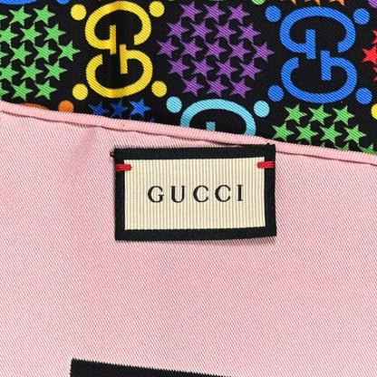 Gucci Silk Twill Lady GG Psychedelic Square Scarf Black Pink 3 of 3