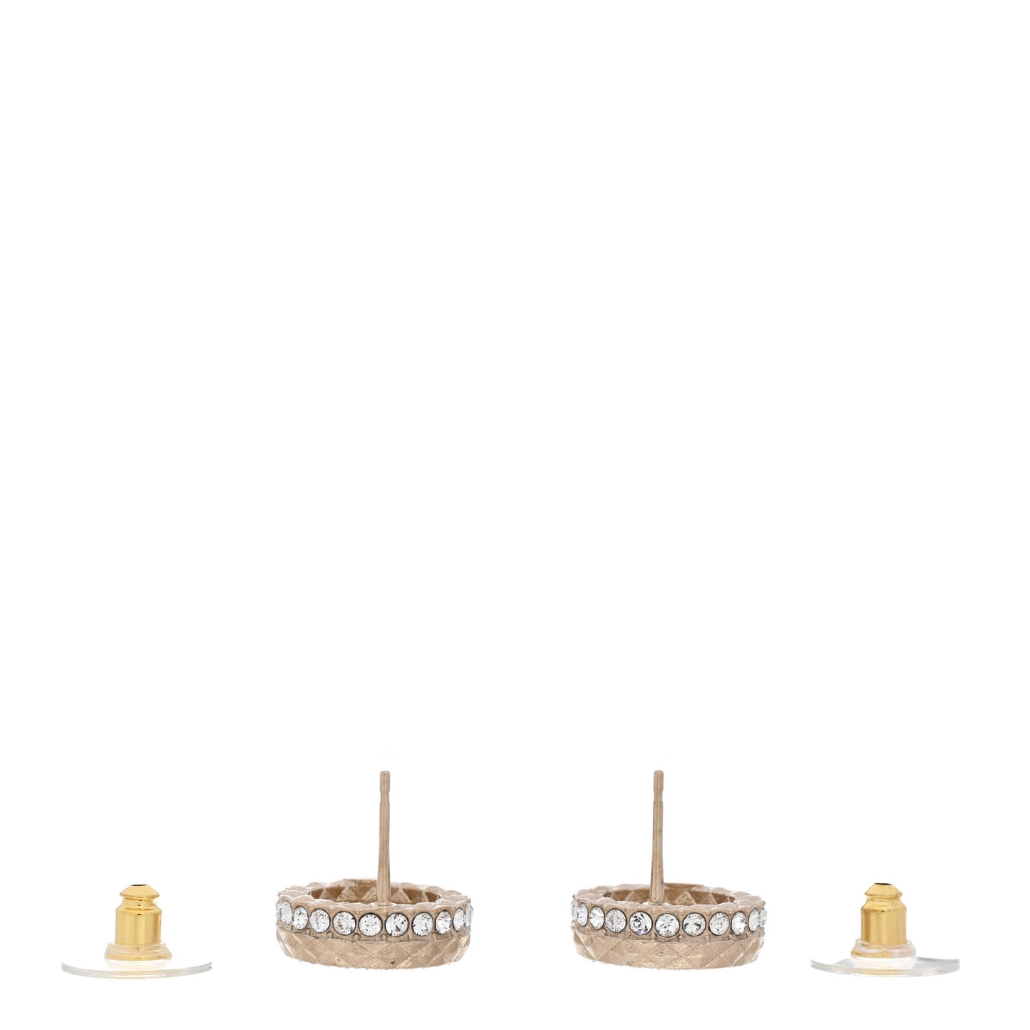 Crystal CC Round Earrings Gold