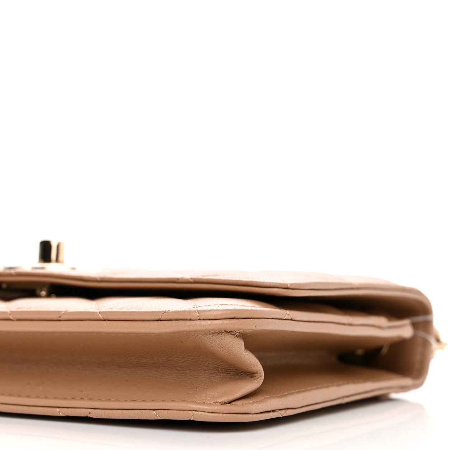 Lambskin Quilted Trendy CC Wallet On Chain WOC Beige