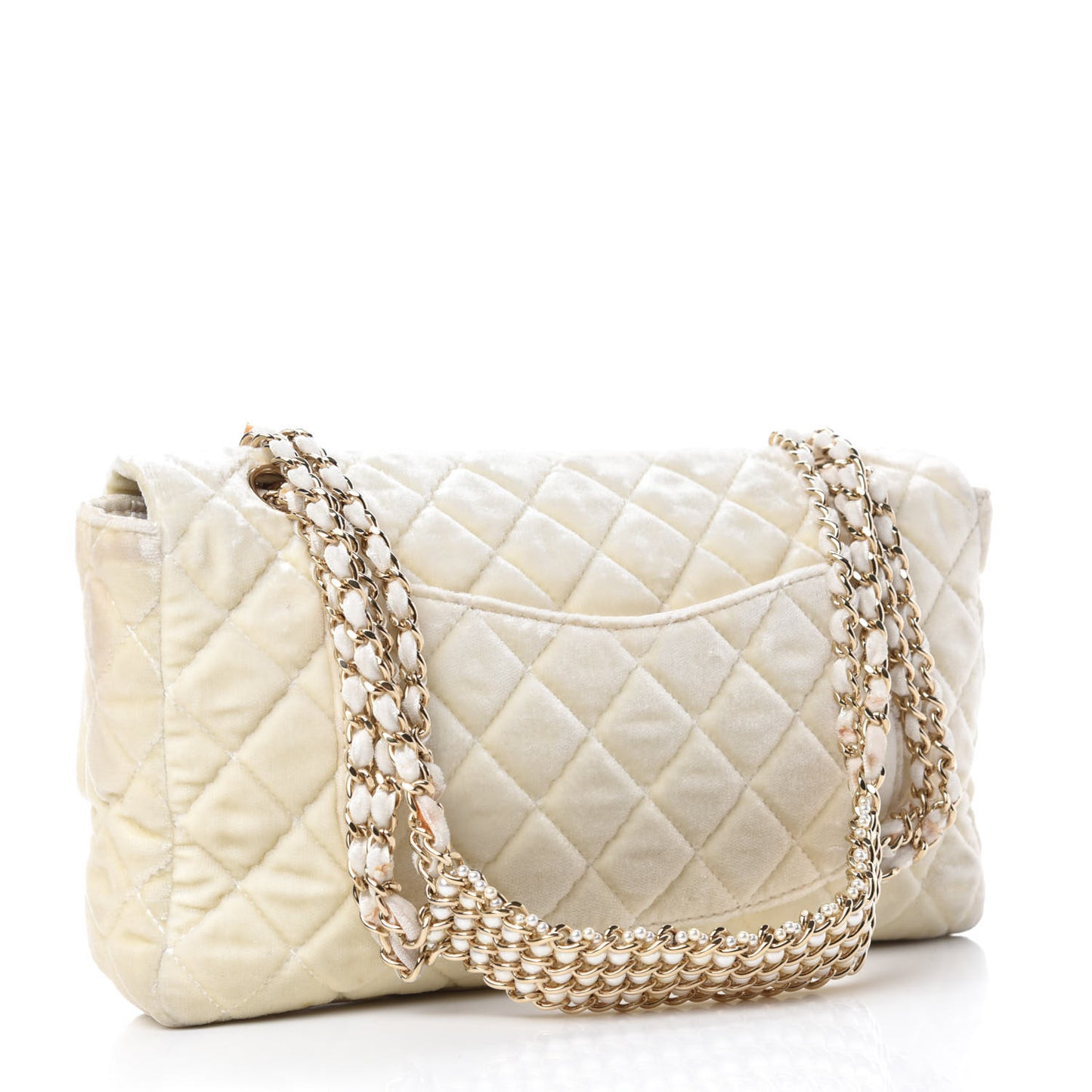 Velvet Pearl Quilted Medium Single Flap White