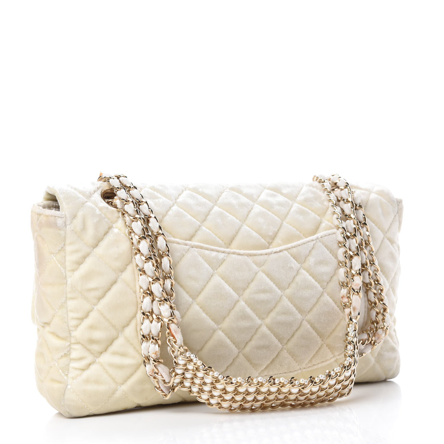 Chanel Velvet Pearl Quilted Medium Single Flap White 3 of 14