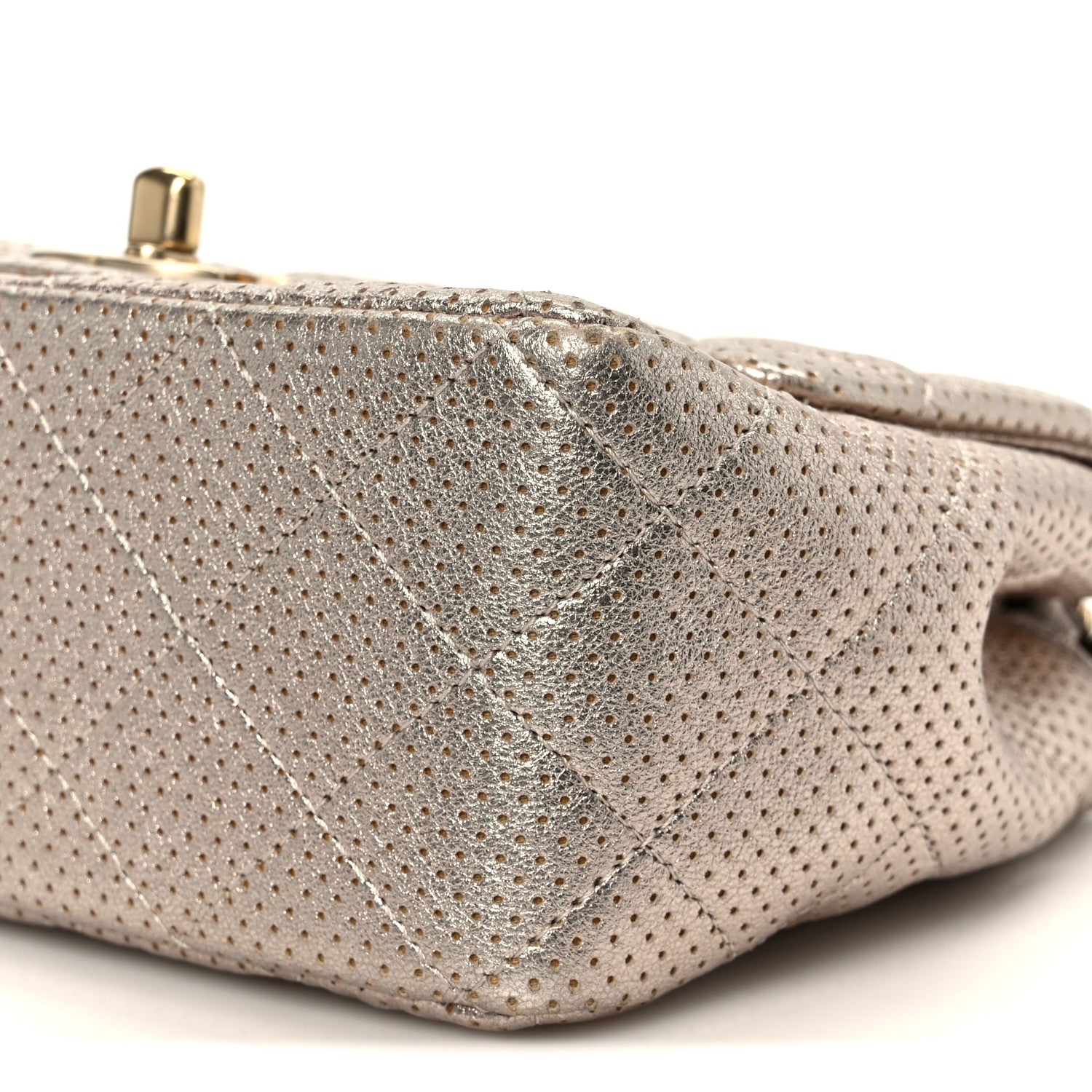 Chanel Metallic Lambskin Perforated Mini Square Flap Light Pink 11 of 11