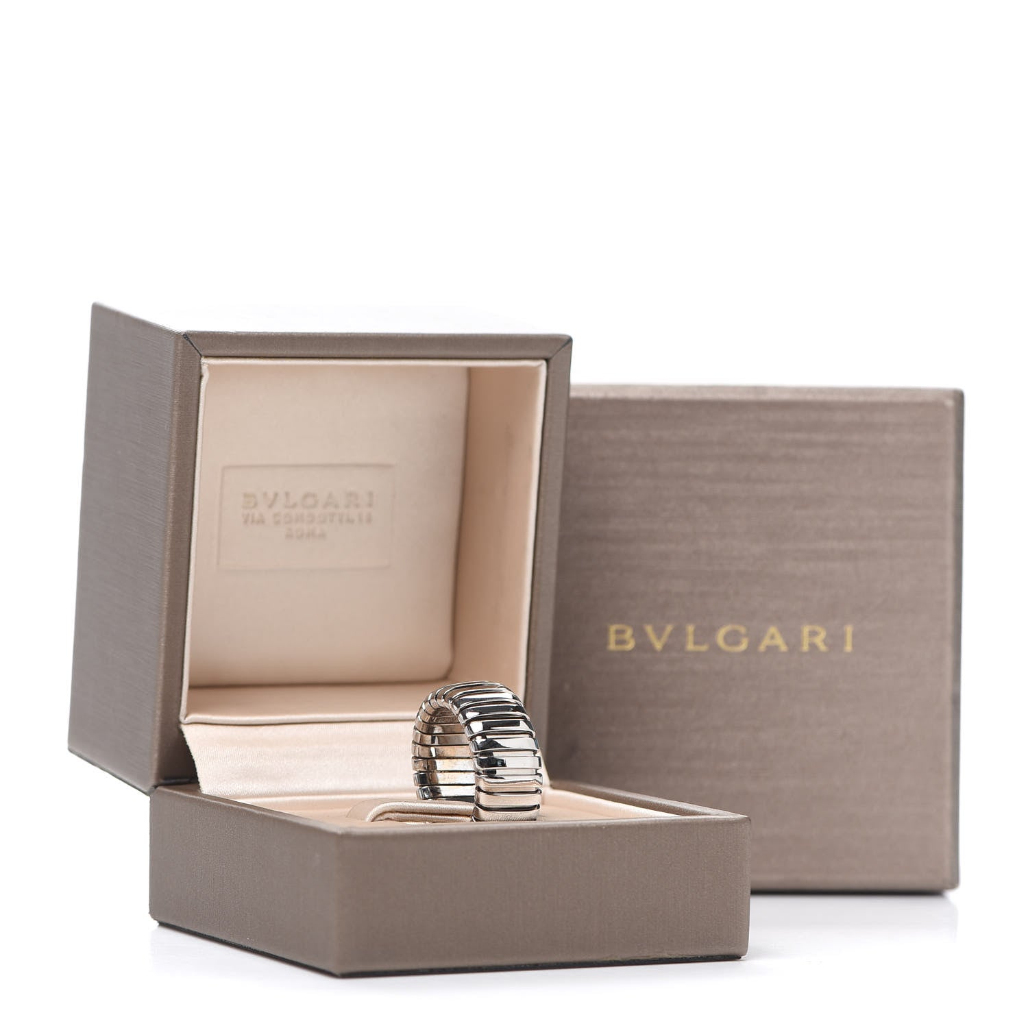 Bulgari 18K White Gold Tubogas Band Ring 52 6 5 of 5