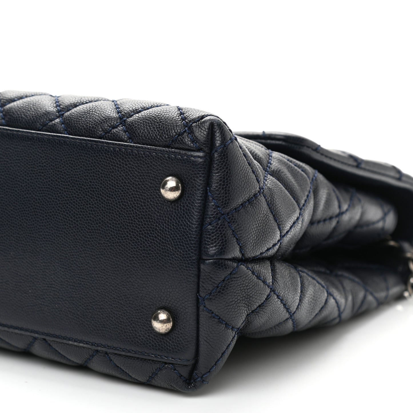 Caviar Quilted Medium Coco Handle Flap Navy Blue