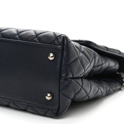 Chanel Caviar Quilted Medium Coco Handle Flap Navy Blue 9 of 9