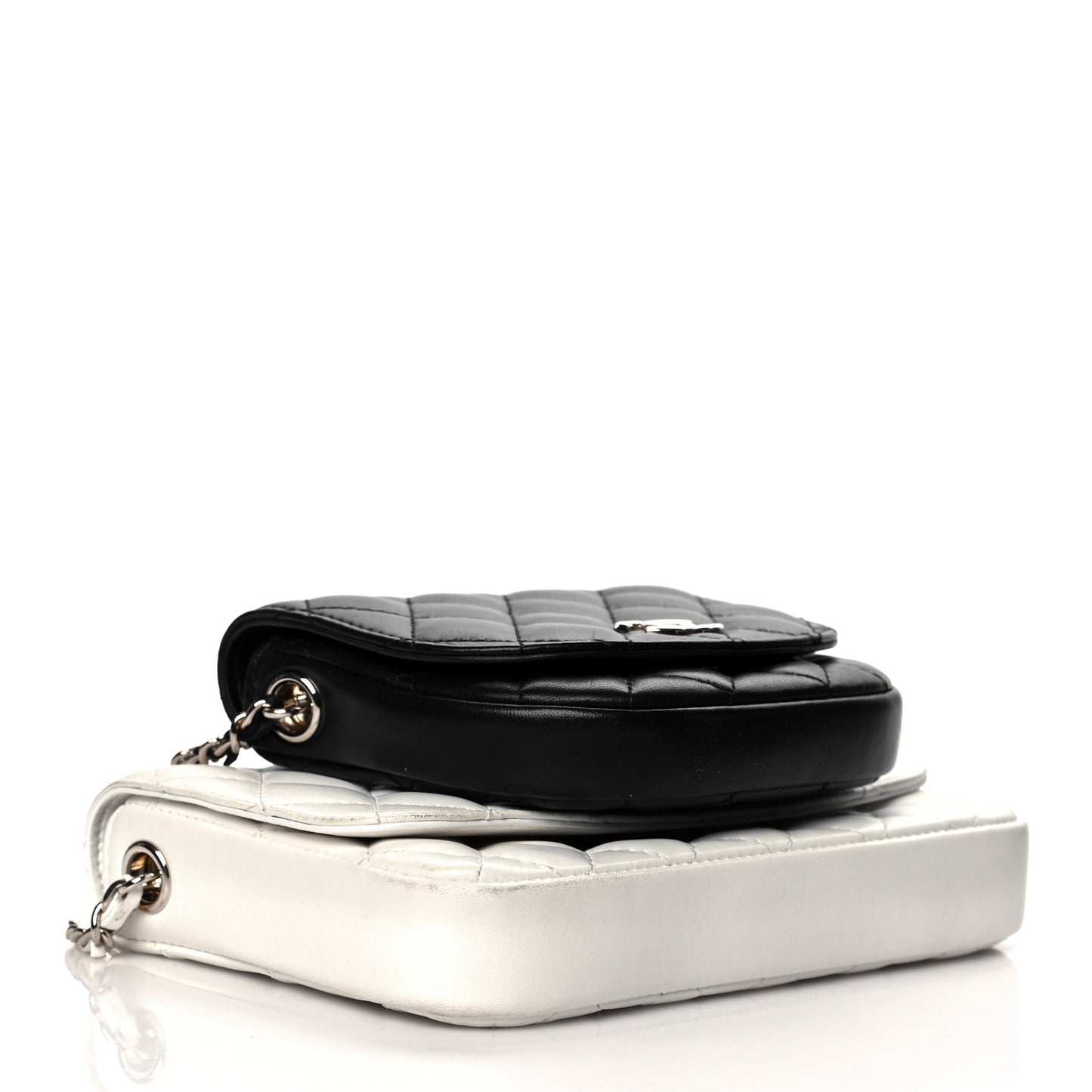 Lambskin Quilted Side Packs White Black