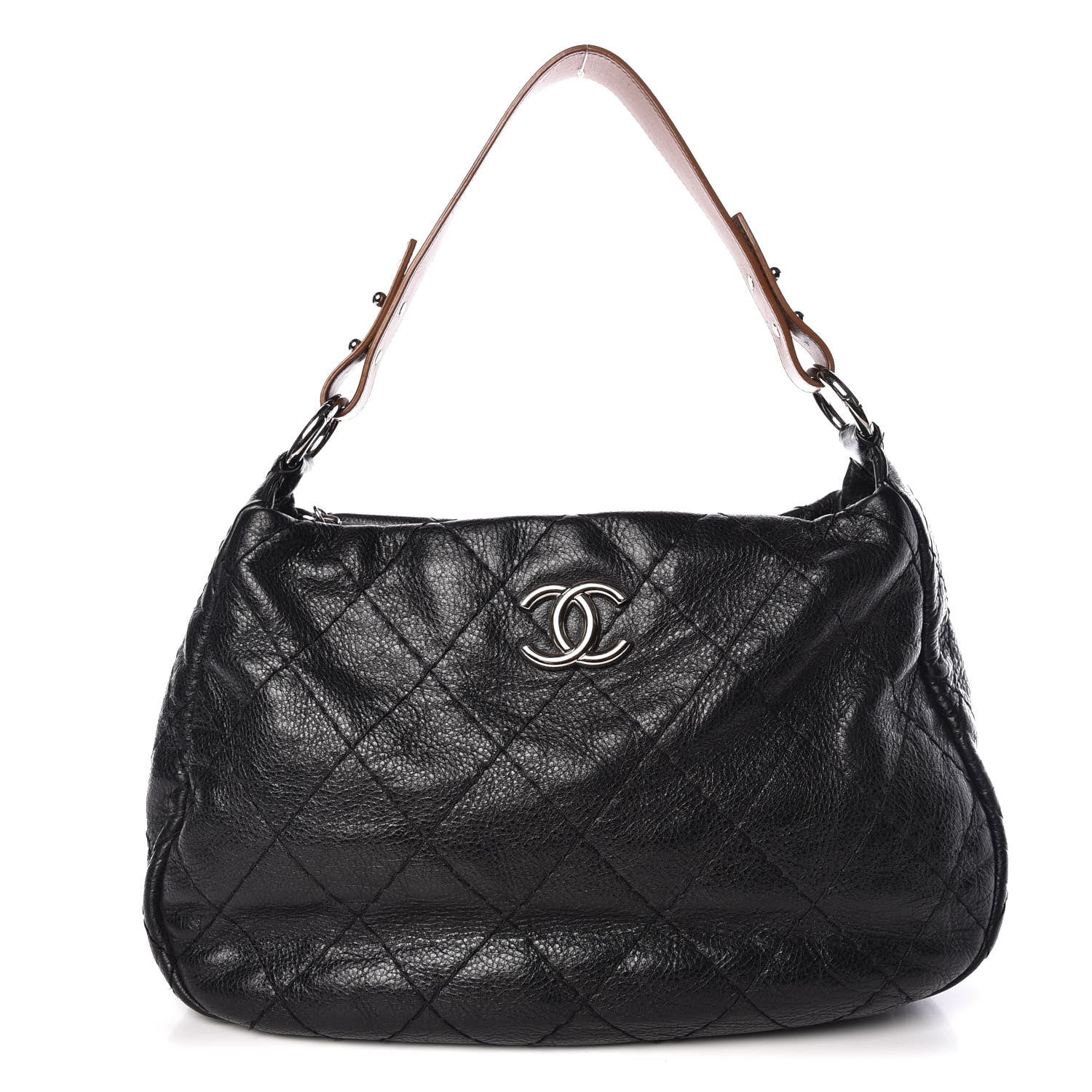 Chanel Glazed Calfskin On The Road Hobo Black 1 of 9