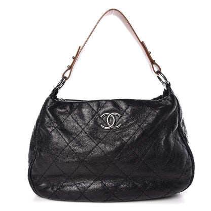 Chanel Glazed Calfskin On The Road Hobo Black 1 of 9