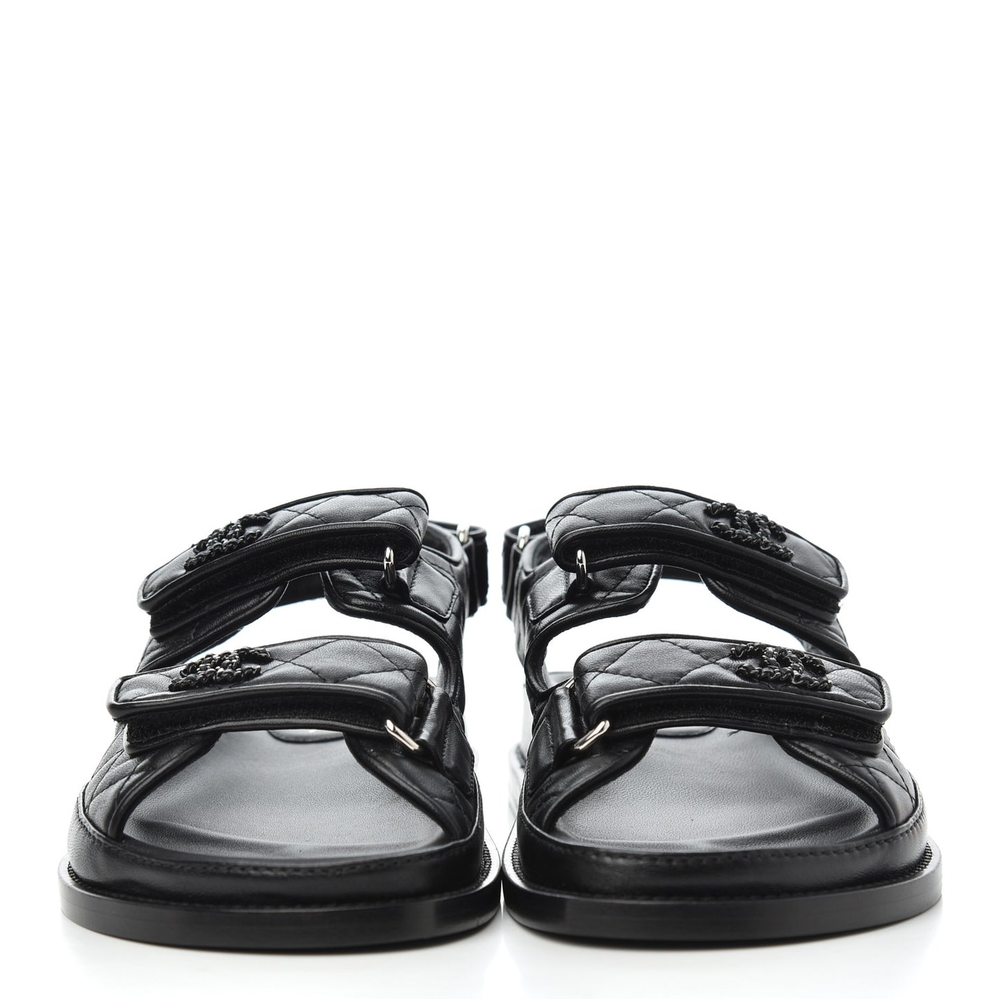 Lambskin Velcro Dad Sandals 35 Black