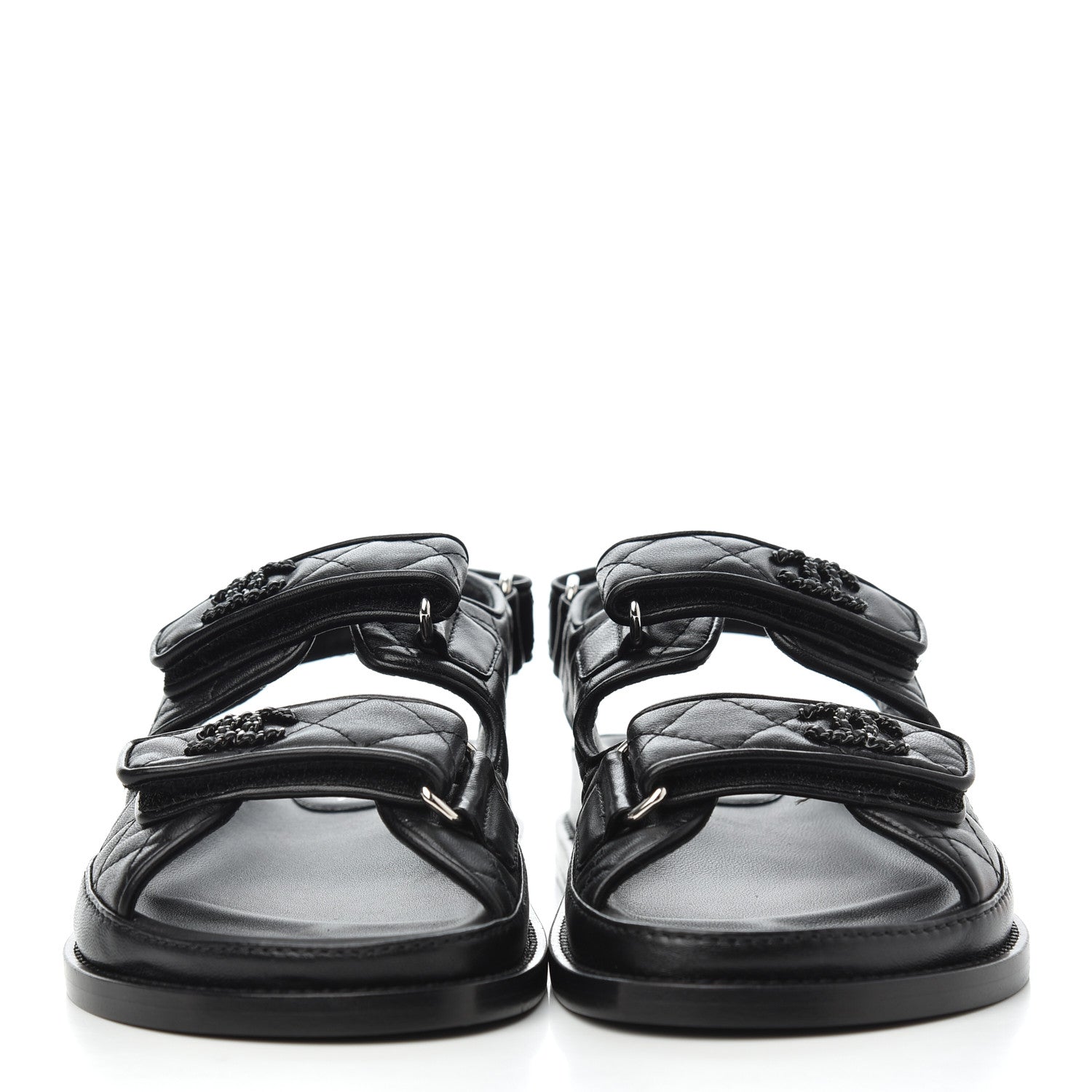 Chanel Lambskin Velcro Dad Sandals 35 Black 2 of 9