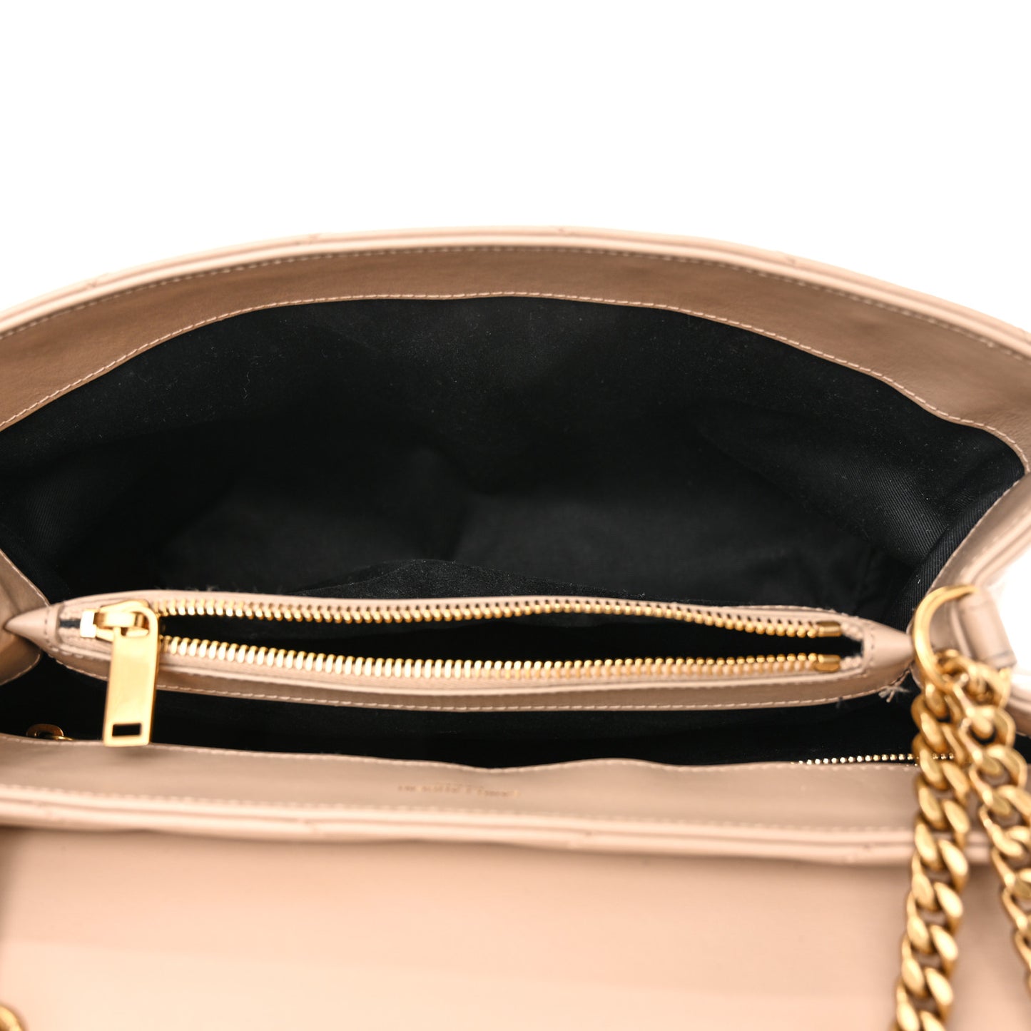 Calfskin Y Quilted Monogram Medium Loulou Chain Satchel Dark Beige