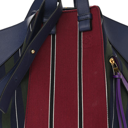 Loewe Canvas Calfskin Stripes Hammock Shoulder Bag Blue Red 8 of 12