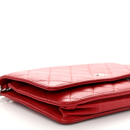 Chanel Caviar Quilted Wallet on Chain WOC Red 10 of 11
