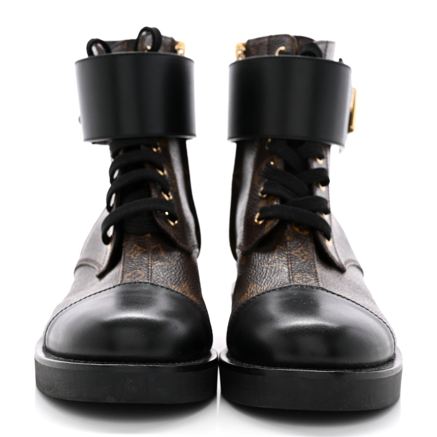Louis Vuitton Calfskin Monogram Wonderland Flat Ranger Boots 36 Black 2 of 12