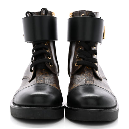 Louis Vuitton Calfskin Monogram Wonderland Flat Ranger Boots 36 Black 2 of 12