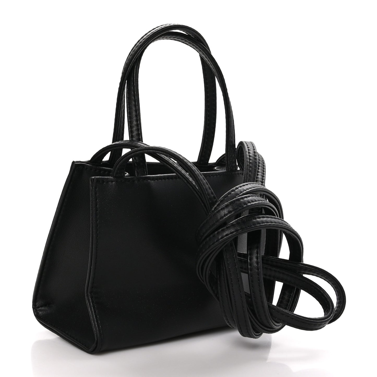 Vegan Leather Small Shopping Bag Black
