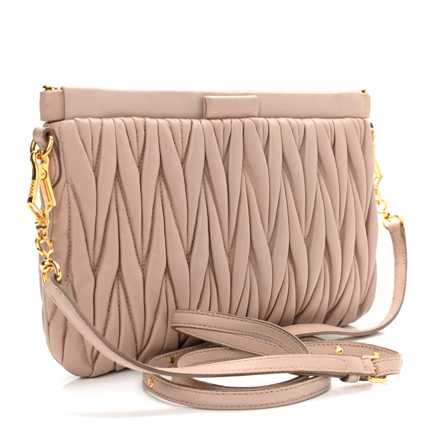Nappa Matelasse Crossbody Clutch Cammeo