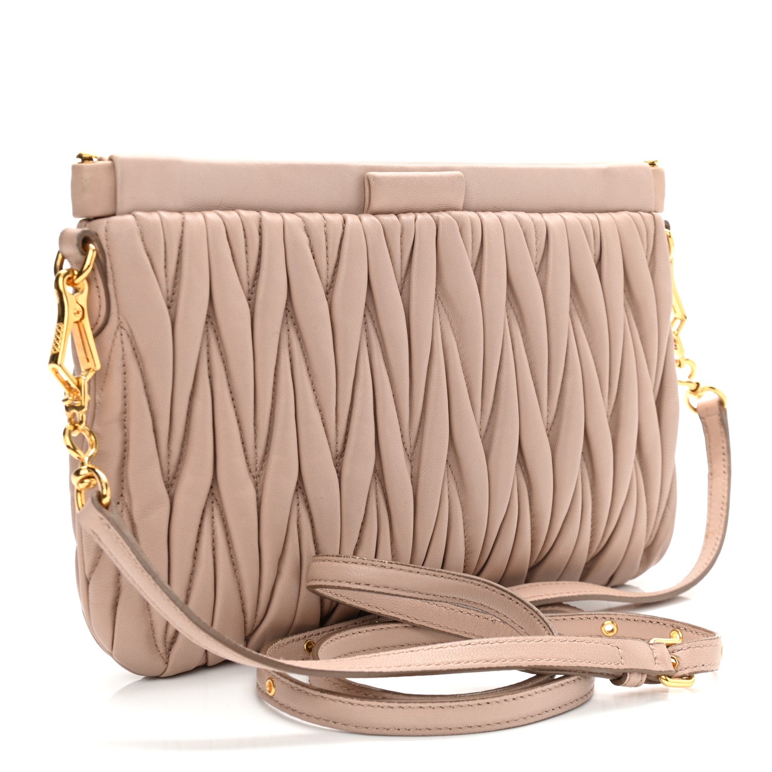 Miu Miu Nappa Matelasse Crossbody Clutch Cammeo 3 of 16