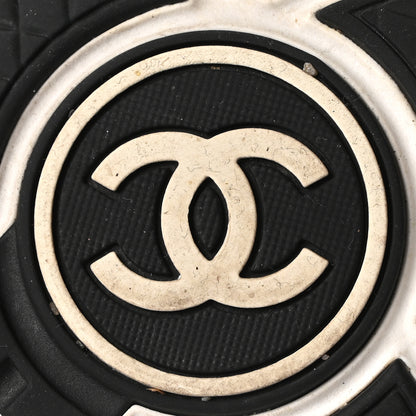 Chanel Mesh Suede Grained Calfskin Womens CC Sneakers 39 White Black 7 of 10