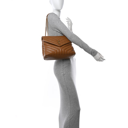 Saint Laurent Calfskin Y Quilted Monogram Medium Loulou Chain Satchel Natural Tan 2 of 10