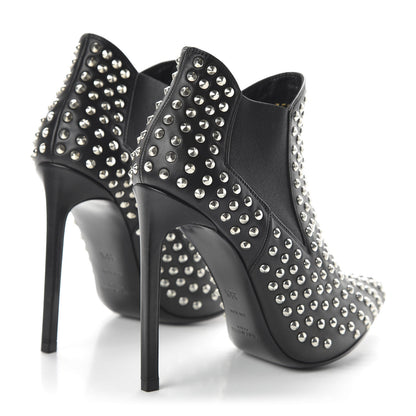 Saint Laurent Calfskin Studded Ankle Booties 35.5 Black 4 of 8