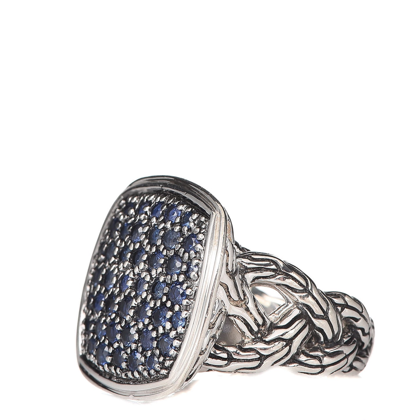 Sterling Silver Blue Sapphire Large Lava Classic Chain Ring 50 5.5