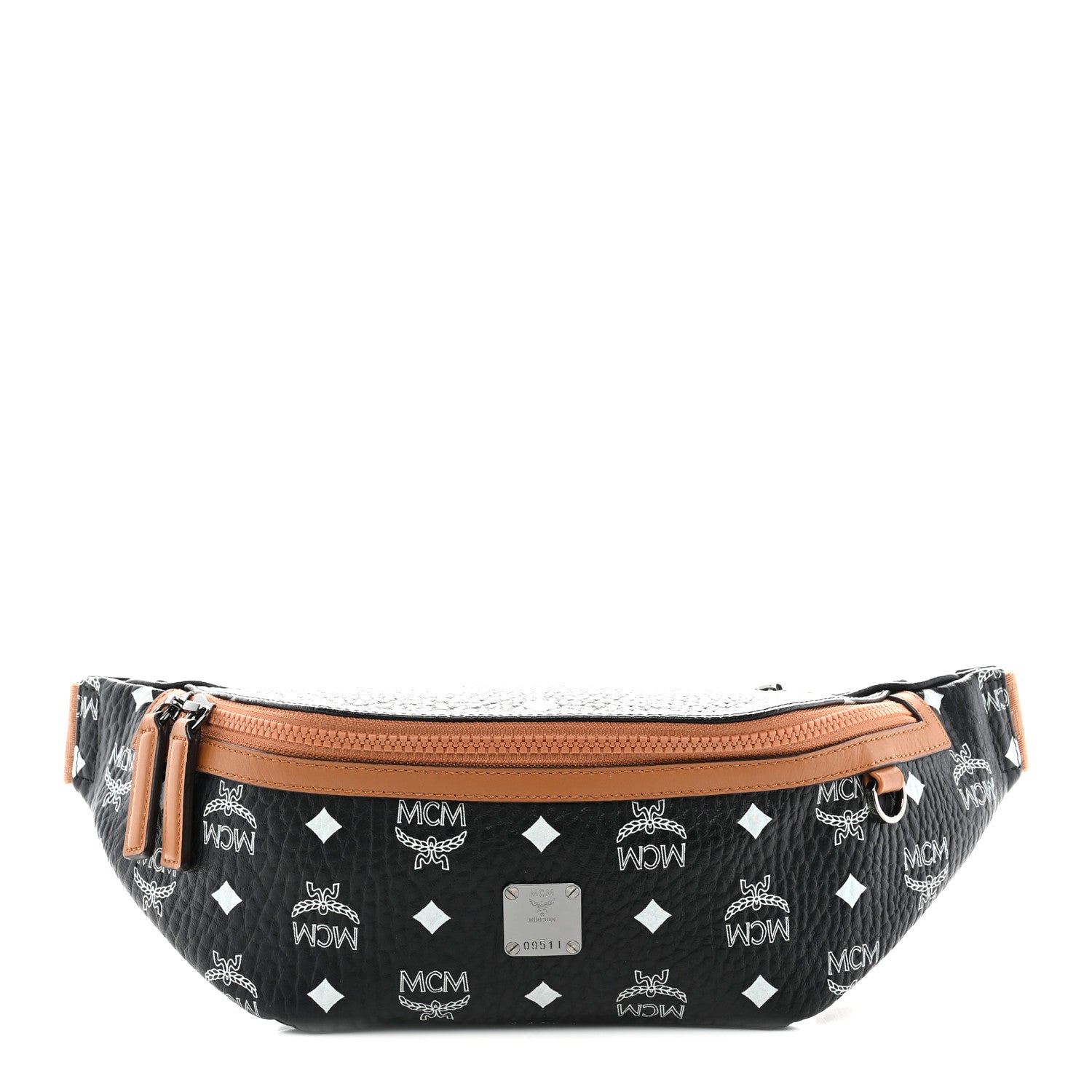 MCM Visetos Small Fusten Belt Bag Black Cognac 1 of 11