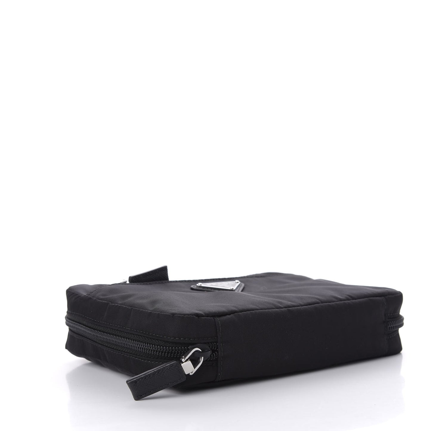Tessuto Nylon Saffiano Maniglia Pouch Black