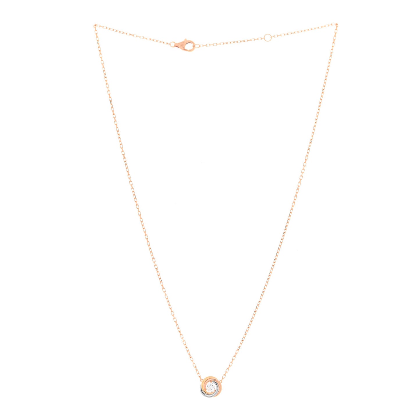 18K Pink White Yellow Gold Diamond Trinity De Cartier Pendant Necklace