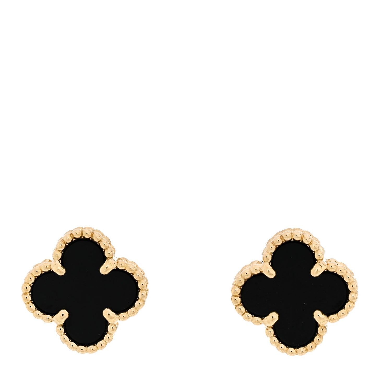 18K Yellow Gold Black Onyx Sweet Alhambra Earrings